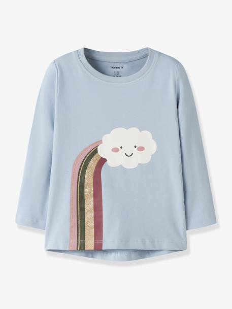 T-shirt manches longues fille name it blanc+bleu pâle+mauve+rose bonbon 2 - vertbaudet enfant 