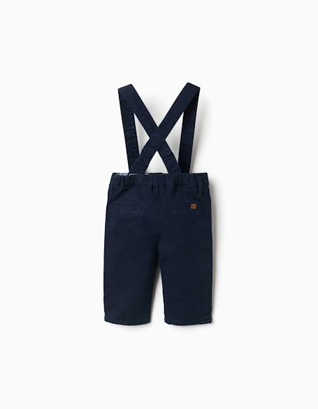 Pantalon en sergé avec bretelles amovibles Bleu foncé 2 - vertbaudet enfant 