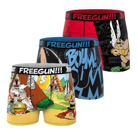 Lot de 3 boxers Garçon Asterix Jaune/rouge/noir/bleu 1 - vertbaudet enfant 