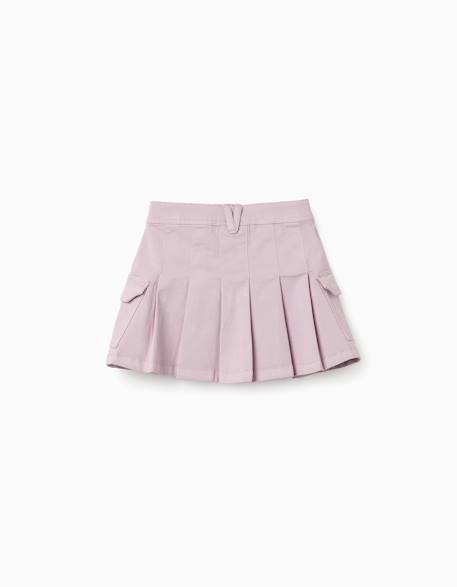 Jupe en sergé avec plis et poches cargo Mauve clair 2 - vertbaudet enfant 
