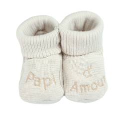 Chaussures-Chaussons bébé avec broderie papi d'amour