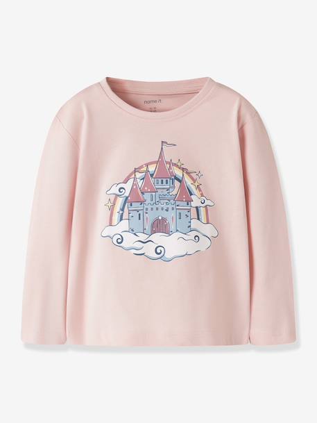T-shirt à manches longues fille name it blanc+bleu grisé+rose poudré+vert sauge 7 - vertbaudet enfant 
