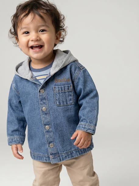 Chemise bébé personnalisable en denim avec capuche stone 2 - vertbaudet enfant 