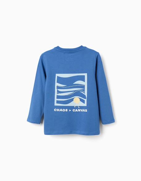 T-shirt en coton à manches longues avec imprimé making art Bleu+Jaune 2 - vertbaudet enfant 