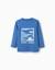 T-shirt en coton à manches longues avec imprimé making art Bleu+Jaune 2 - vertbaudet enfant 