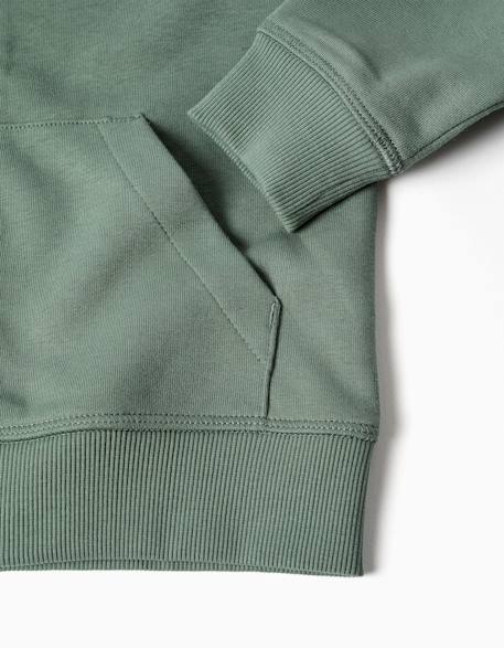Sweat zippé en coton avec capuche et broderie en bouclettes zy Vert foncé 4 - vertbaudet enfant 