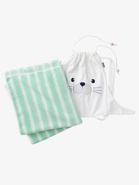 VERTBAUDET Serviette De Bain Enfant Tigre Vert – Douce Et Absorbante 70x140 Cm Ou 50x90 Cm Oeko-Tex