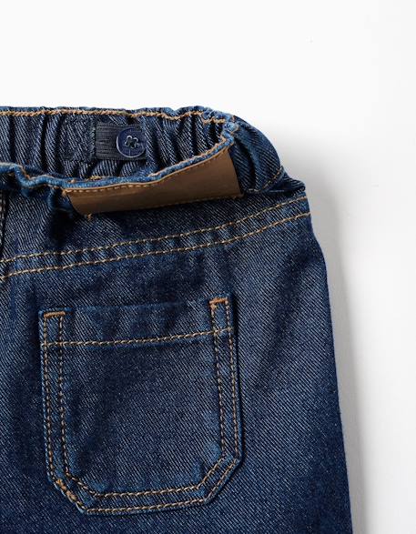 Pantalon en jean baggy avec cordon de serrage Bleu foncé 3 - vertbaudet enfant 