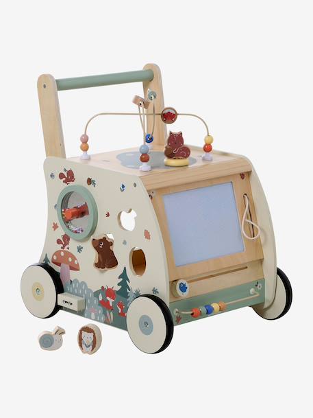 Chariot de marche ardoise magique avec freins HAPPY FOREST bois 3 - vertbaudet enfant 