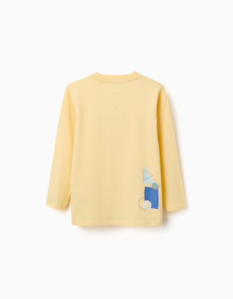 T-shirt en coton à manches longues avec imprimé making art Bleu+Jaune 6 - vertbaudet enfant 