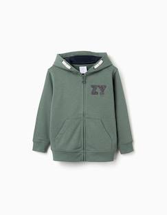 -Sweat zippé en coton avec capuche et broderie en bouclettes zy