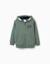 Sweat zippé en coton avec capuche et broderie en bouclettes zy Vert foncé 1 - vertbaudet enfant 