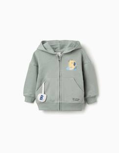 -Sweat zippé en coton avec capuche et imprimé ours