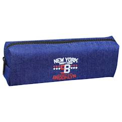 -Trousse scolaire denim 20 cm à fermeture zippée brooklyn
