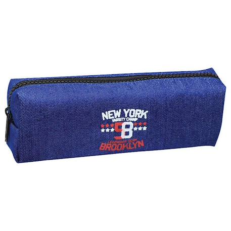 Trousse scolaire denim 20 cm à fermeture zippée brooklyn Bleu+Bleu blanc+Bleu rouge 5 - vertbaudet enfant 