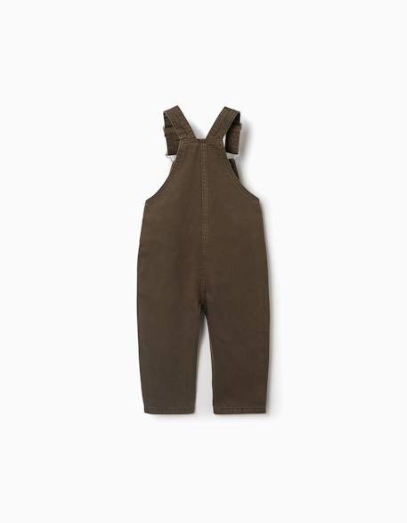 Salopette en sergé avec poche avant Vert foncé 2 - vertbaudet enfant 