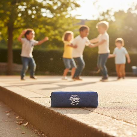 Trousse scolaire denim 20 cm à fermeture zippée brooklyn Bleu+Bleu blanc+Bleu rouge 4 - vertbaudet enfant 