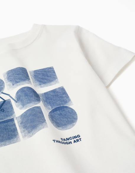 T-shirt en coton avec imprimé formes Blanc+Jaune+Vert 3 - vertbaudet enfant 