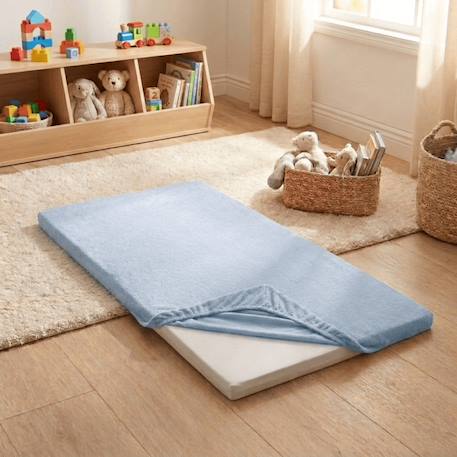 Pack matelas pliant 60x120 + drap housse éponge bleu - idéal voyage - déhoussable et sain Bleu 2 - vertbaudet enfant 