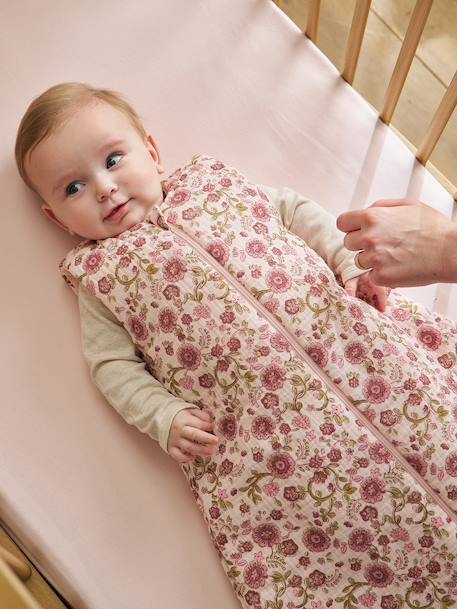 Gigoteuse sans manches en gaze de coton rose imprimé 1 - vertbaudet enfant 
