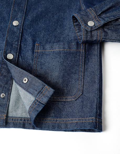 Surchemise en jean avec poches frontales Bleu foncé 4 - vertbaudet enfant 