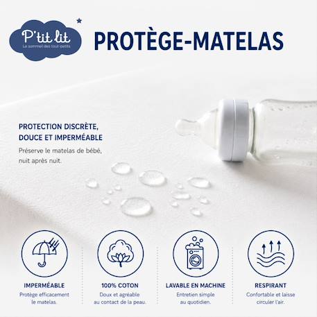 Pack matelas bébé 60x120 + plan incliné étoiles dorées + protège-matelas - déhoussable et sain Blanc 4 - vertbaudet enfant 