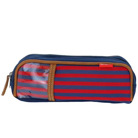 Trousse double garçon 22 cm - 2 cpt Bleu rouge+Multicolore 3 - vertbaudet enfant 