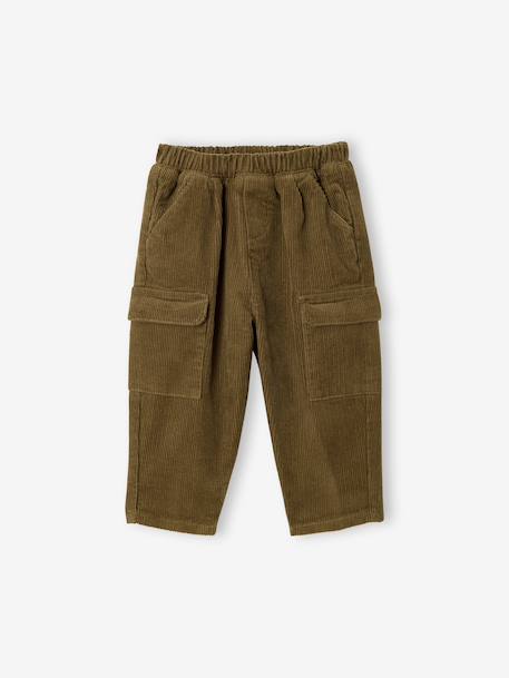 Pantalon bébé garçon velours kaki 1 - vertbaudet enfant 