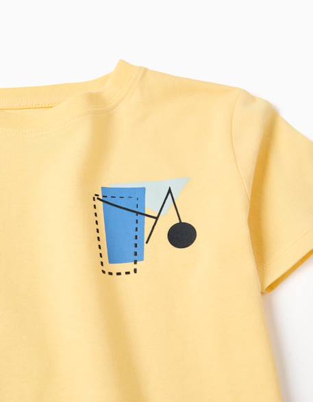 T-shirt en coton avec imprimé formes Blanc+Jaune+Vert 8 - vertbaudet enfant 