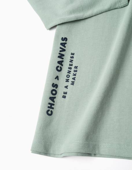 T-shirt en coton à manches longues avec imprimé shapes Blanc+Vert 7 - vertbaudet enfant 