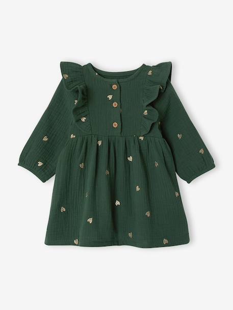 Robe bébé fille gaze vert 1 - vertbaudet enfant 