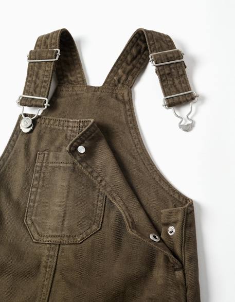 Salopette en sergé avec poche avant Vert foncé 3 - vertbaudet enfant 