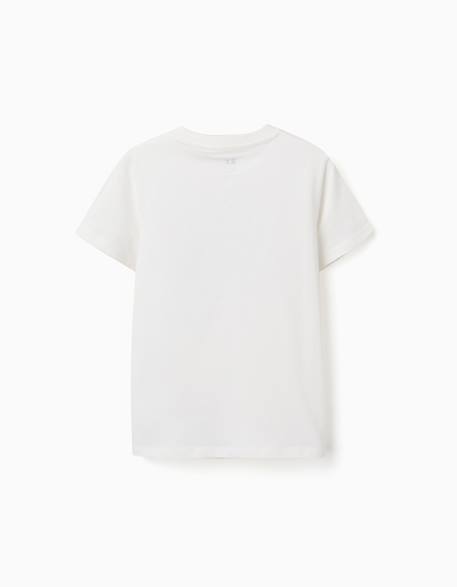 T-shirt en coton avec imprimé formes Blanc+Jaune+Vert 2 - vertbaudet enfant 