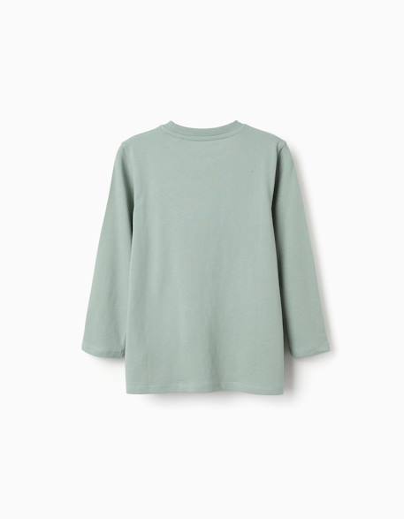 T-shirt en coton à manches longues avec imprimé shapes Blanc+Vert 5 - vertbaudet enfant 