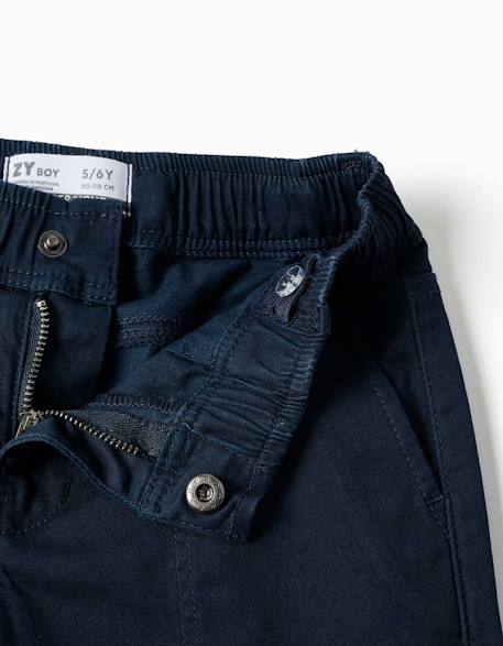 Pantalon de charpentier en sergé avec taille élastiquée Beige clair+Bleu foncé 7 - vertbaudet enfant 
