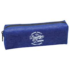 -Trousse scolaire denim 20 cm à fermeture zippée brooklyn