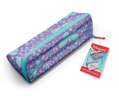 Trousse scolaire ouverture xxl trousse Fleurs pastel+Papillons pastel+Vague pastel+Violet classique pastel 3 - vertbaudet enfant 