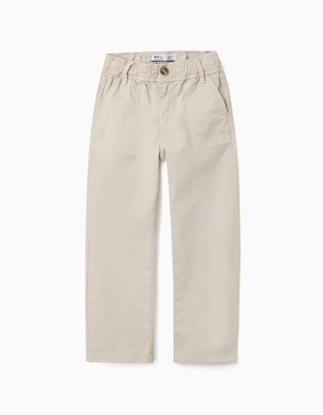 Pantalon de charpentier en sergé avec taille élastiquée Beige clair+Bleu foncé 1 - vertbaudet enfant 