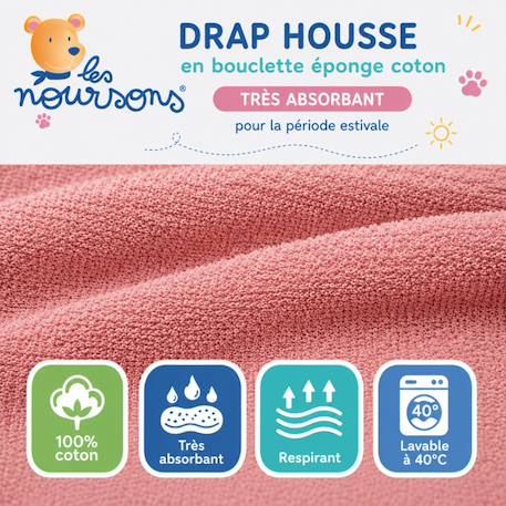 Pack matelas pliant 60x120 + drap housse éponge rose - idéal voyage - déhoussable et sain Rose 3 - vertbaudet enfant 