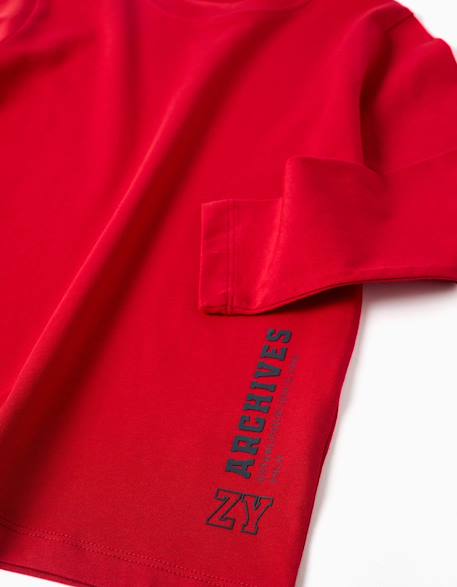 T-shirt en coton à manches longues avec imprimé zy Bleu foncé+Rouge 6 - vertbaudet enfant 