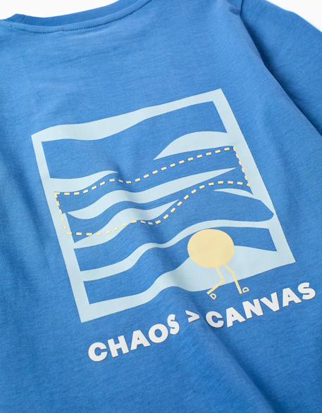 T-shirt en coton à manches longues avec imprimé making art Bleu+Jaune 4 - vertbaudet enfant 