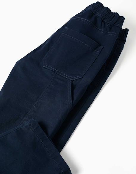 Pantalon de charpentier en sergé avec taille élastiquée Beige clair+Bleu foncé 8 - vertbaudet enfant 