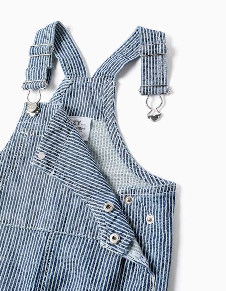 Salopette en jean à rayures avec poches Bleu 3 - vertbaudet enfant 