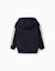 Sweat zippé en coton avec capuche et bande à rayures Bleu foncé 2 - vertbaudet enfant 