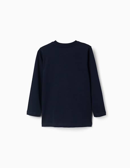 T-shirt en coton à manches longues avec imprimé zy Bleu foncé+Rouge 2 - vertbaudet enfant 