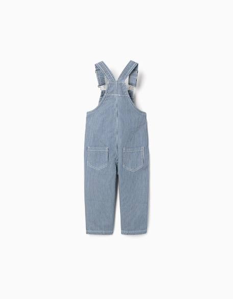 Salopette en jean à rayures avec poches Bleu 2 - vertbaudet enfant 