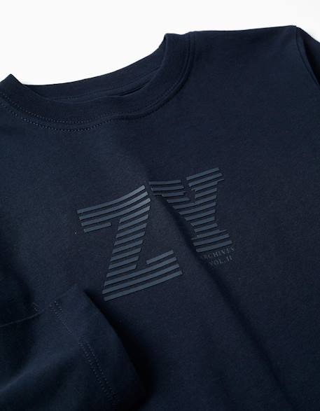 T-shirt en coton à manches longues avec imprimé zy Bleu foncé+Rouge 3 - vertbaudet enfant 