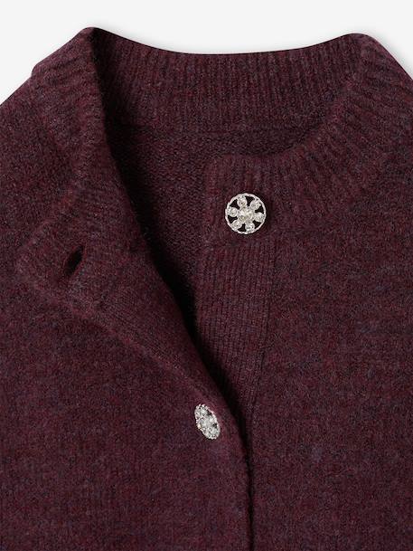 Gilet fille boutons bijoux prune 3 - vertbaudet enfant 