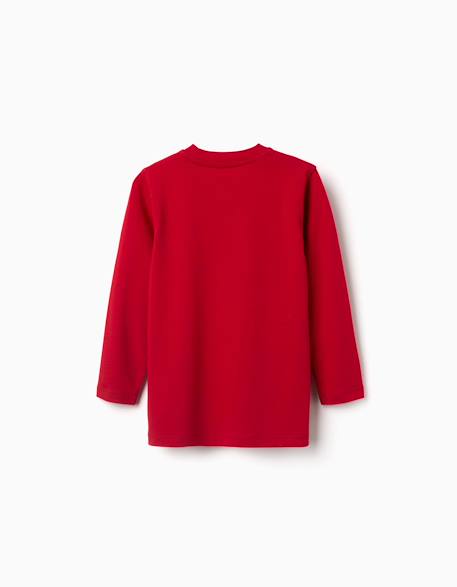 T-shirt en coton à manches longues avec imprimé zy Bleu foncé+Rouge 5 - vertbaudet enfant 