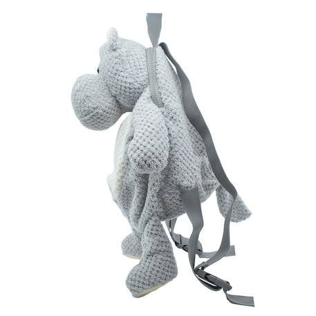 Sac à dos peluche en coton tricot animaux Écru+Gris 8 - vertbaudet enfant 